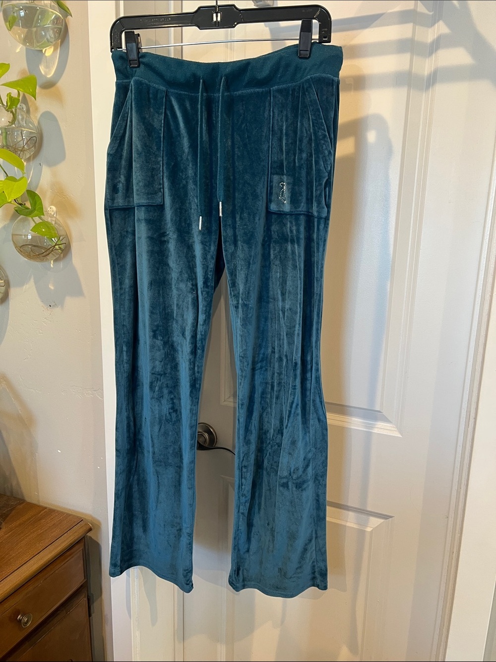 Juicy Couture Teal Velour Rhinestone Pajama Pants